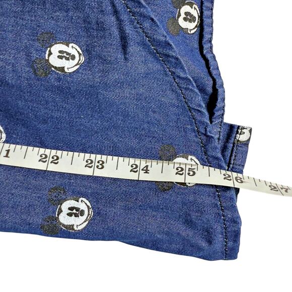 RARE Disney x Kook n Keech Denim Mickey Studded Snap Button Shirt MED *FLAW* - Picture 9 of 9